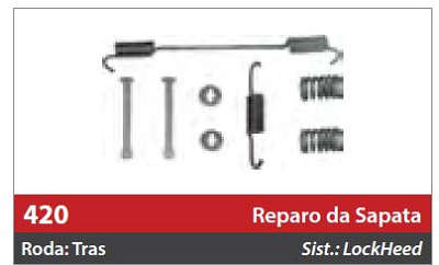 Reparo de Sapata 1 Roda Traseira Direita/Esquerda